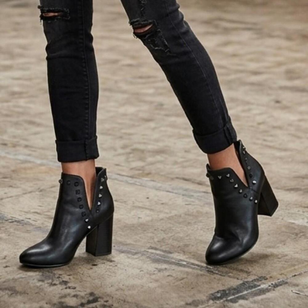 Black leather ankle boots with